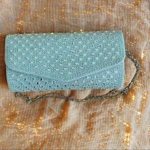 Silver Bedazzled Clutch Bag